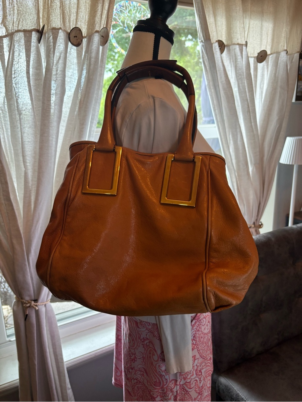 Chloe Ethel Lambskin Leather Bag with equestrian scarf - Picture 6 of 17